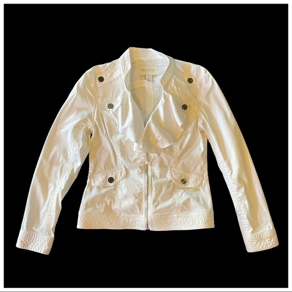 White House Black Market White Ruffle Jacket - Picture 3 of 13